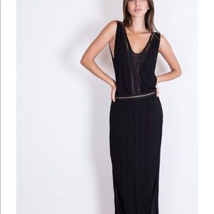 Black maxi dress with see-through detail